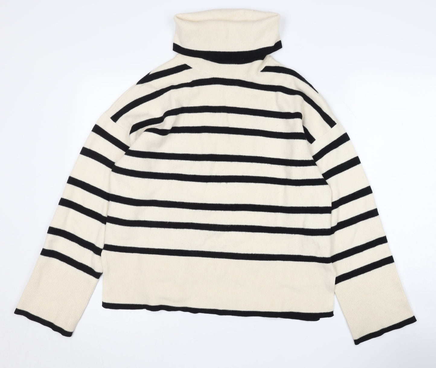 Vero Moda Women's Black Stripe Roll Neck Jumper S