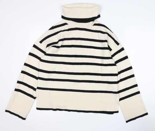 Vero Moda Women's Black Stripe Roll Neck Jumper S