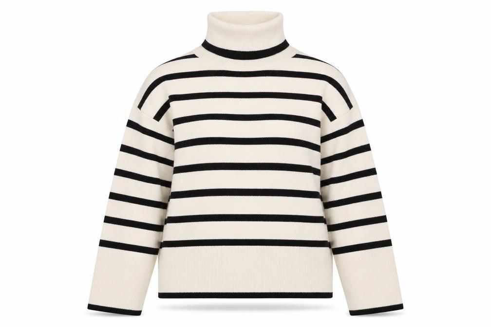 Vero Moda Women's Black Stripe Roll Neck Jumper S