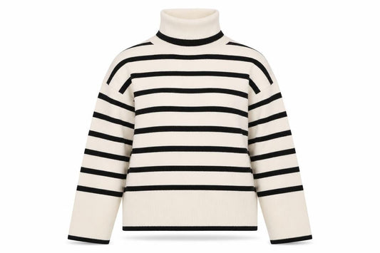 Vero Moda Women's Black Stripe Roll Neck Jumper S