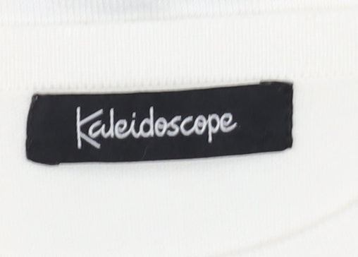 Kaleidoscope Women's White Navy Feather Jumper UK 14
