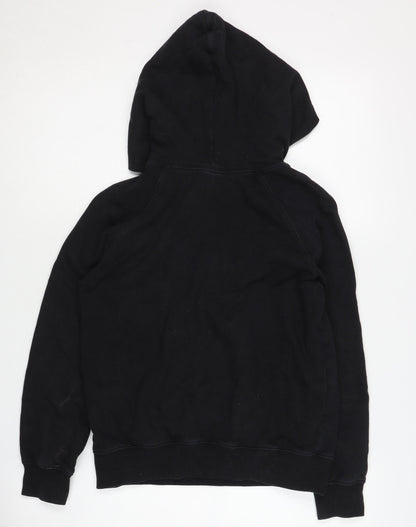 Back view of Replay boys’ black hoodie, size 10, cotton pullover