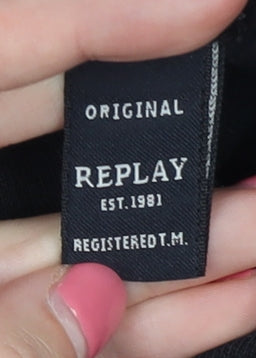 Additional view of Replay boys’ black hoodie, size 10, cotton pullover