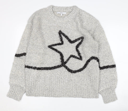 Next Women's Grey Star Pullover Jumper, Size S, Crew Neck