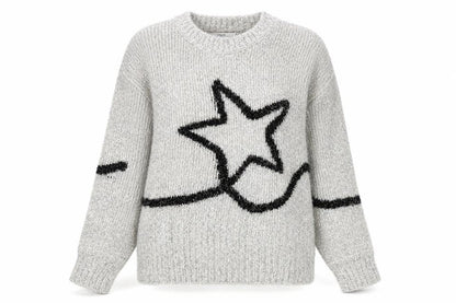 Next Women's Grey Star Pullover Jumper, Size S, Crew Neck