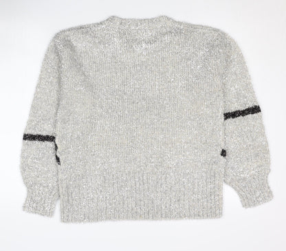 Next Women's Grey Star Pullover Jumper, Size S, Crew Neck