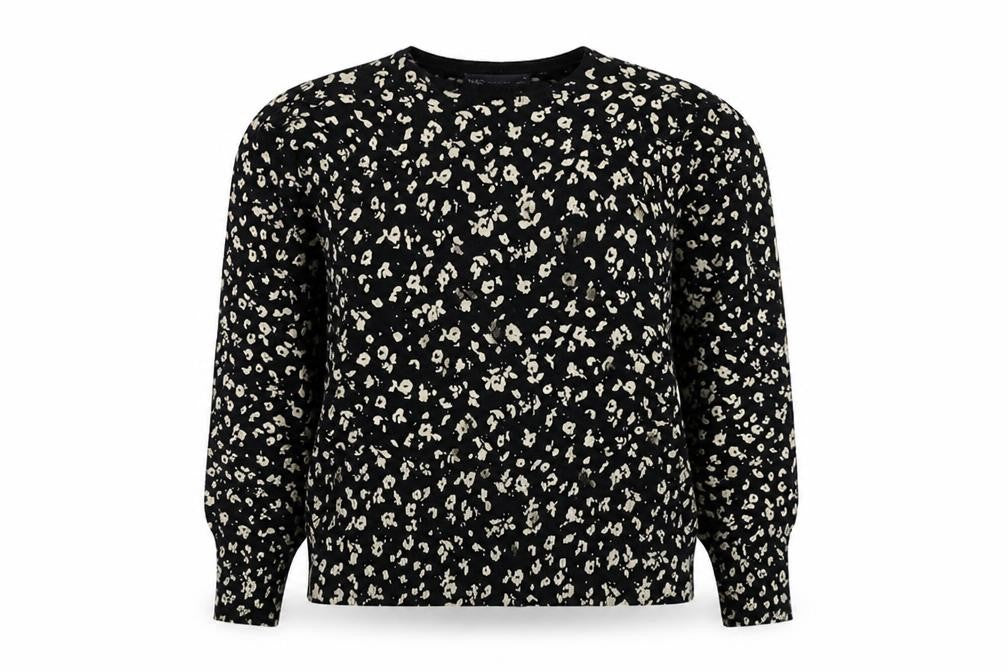 Marks & Spencer Women's Black Animal Print Pullover Jumper, Size 14