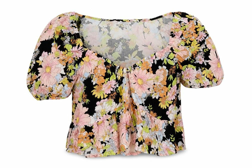 Topshop Women's Multicoloured Floral Top Size 10