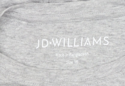 Close-up detail of JD Williams Women's Grey Basic T-Shirt, size 16
