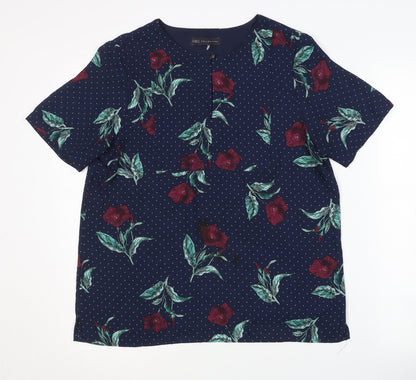 Marks & Spencer Women's Blue Floral Short Sleeve Top