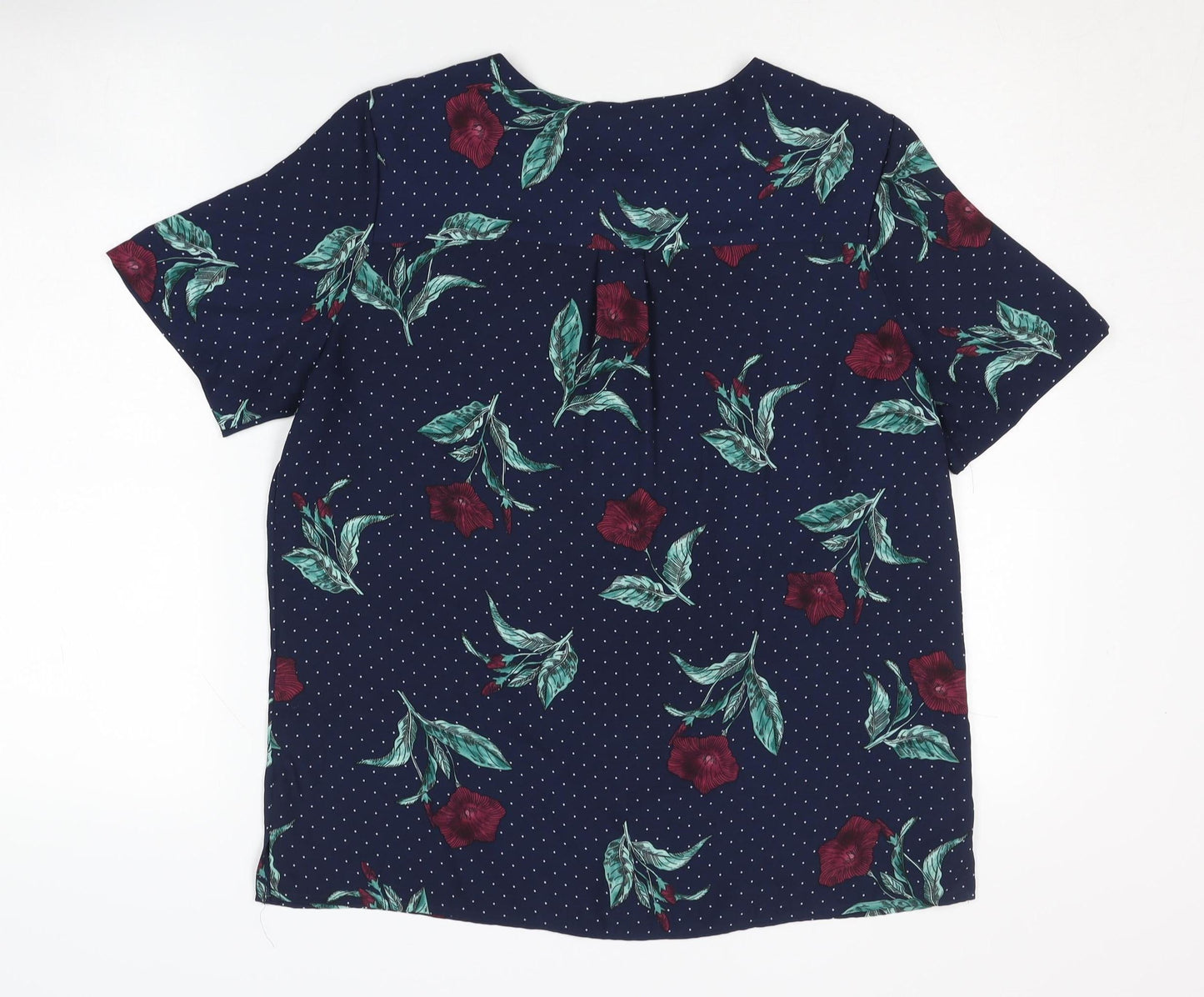 Marks and Spencer Women's Blue Floral Short Sleeve Top