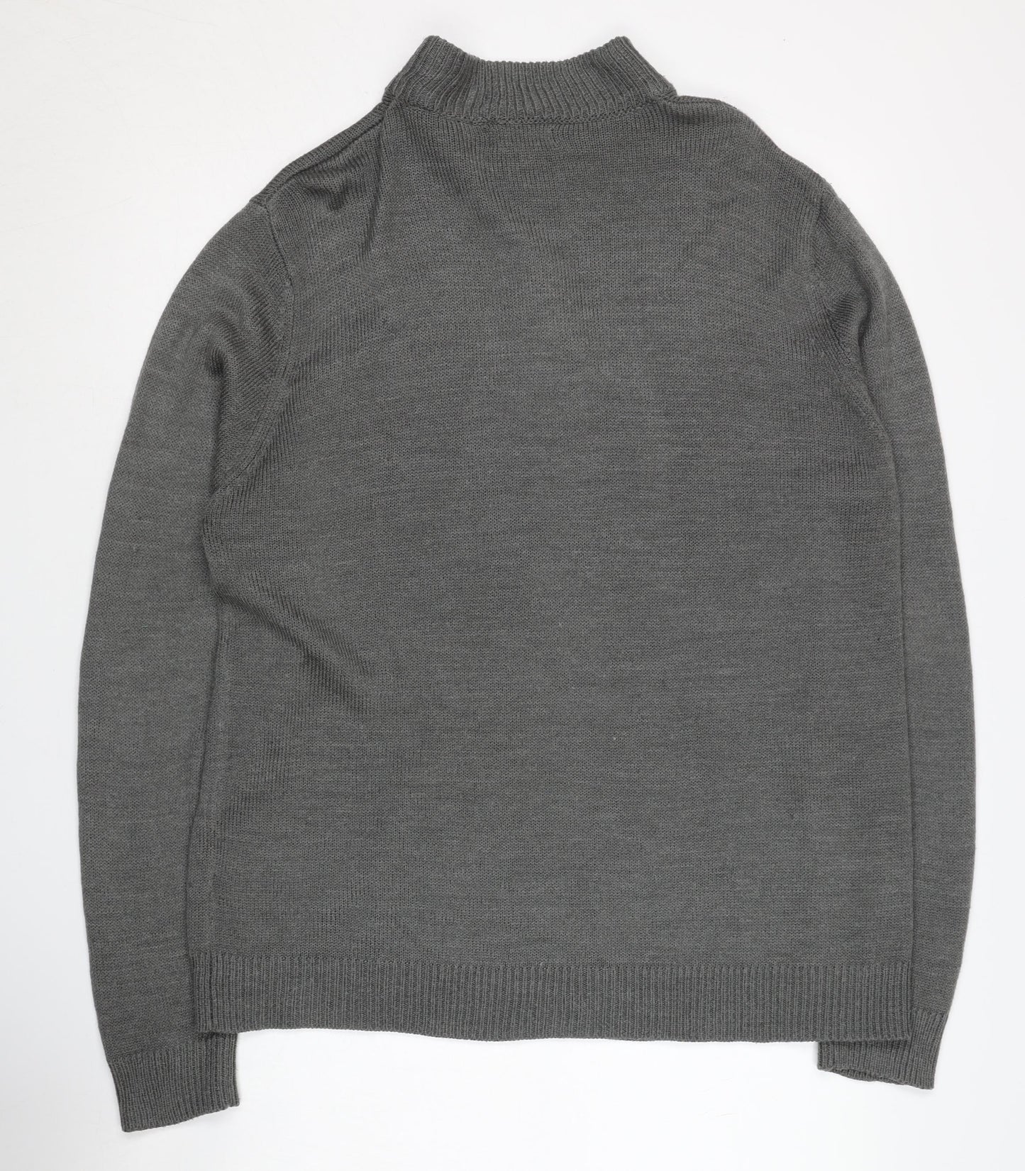 Brave Soul Men's Grey 1/4 Zip Knit Sweatshirt L