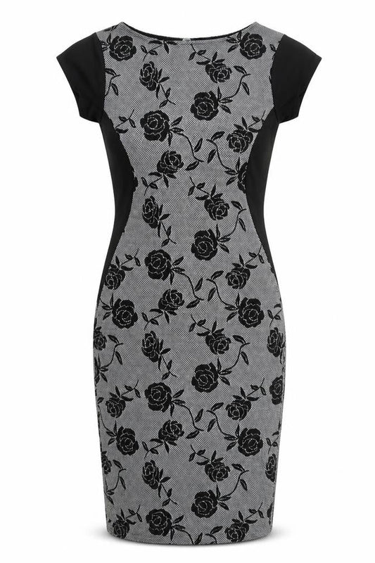 Blue Vanilla Women's Black Floral Sheath Dress