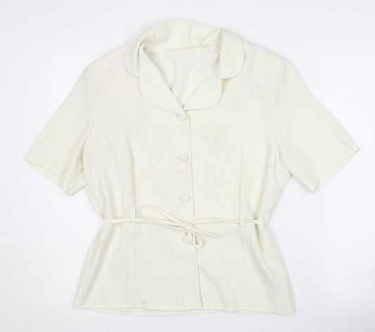 Simply Classic Women's Ivory Button-Up Blouse - Size 14