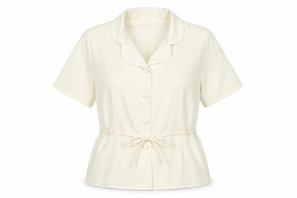 Simply Classic Women's Ivory Button-Up Blouse - Size 14