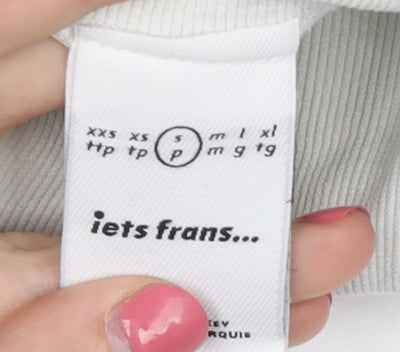 iets Womens frans... White Mock Neck T-Shirt S