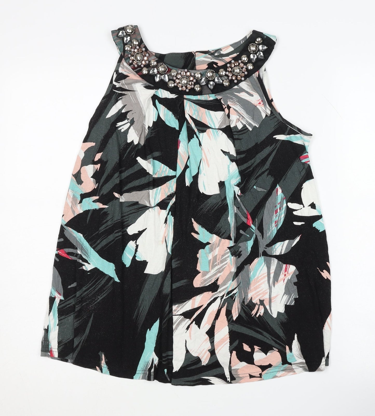 Roman Women's Floral Black Beaded Camisole Top 12
