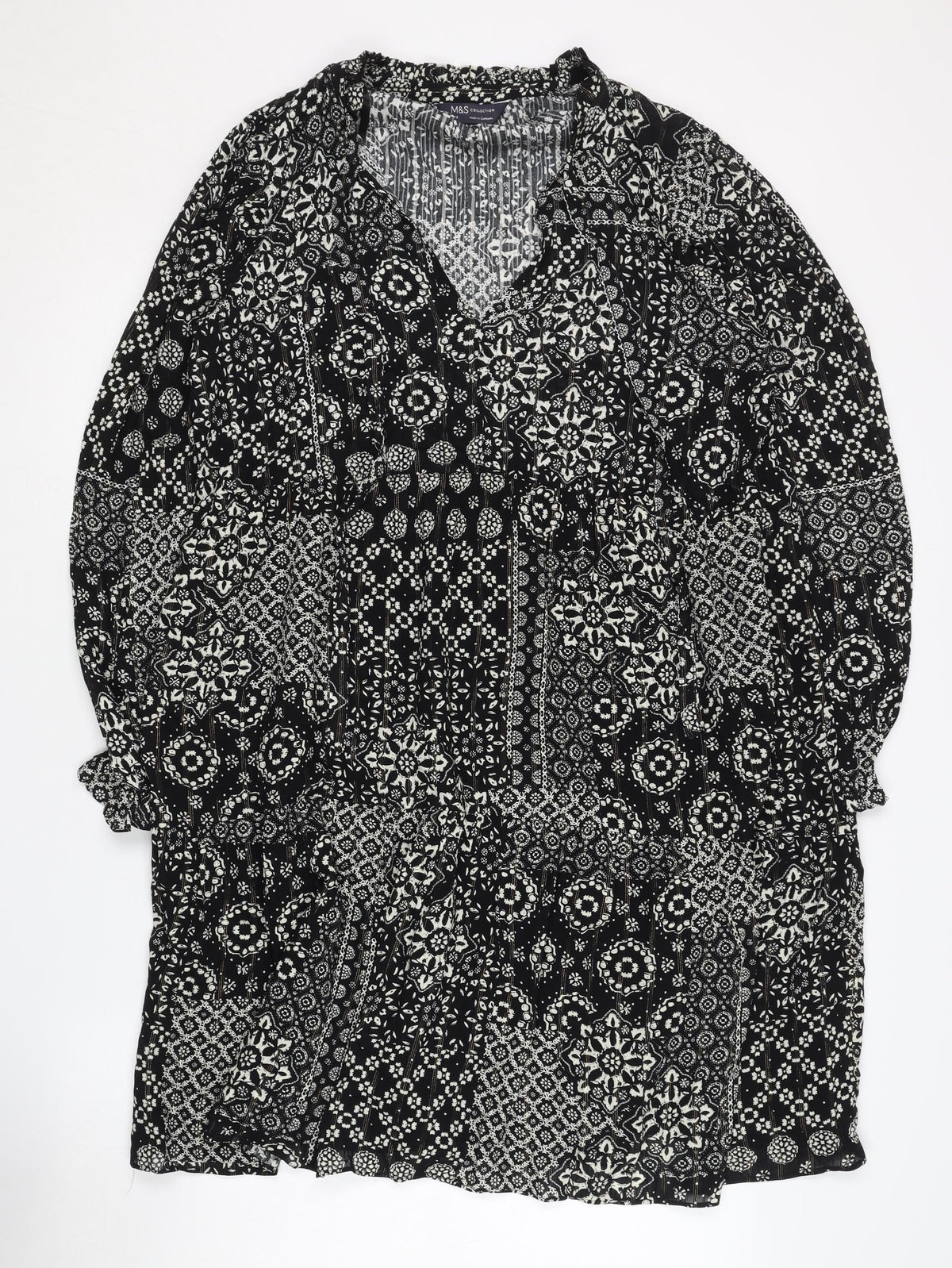 Marks & Spencer Black Floral Dress Size 14