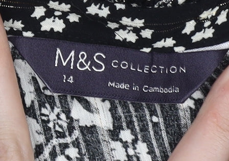 Marks & Spencer Black Floral Dress Size 14