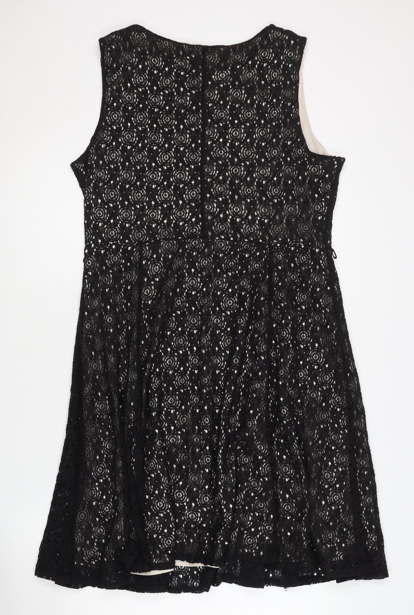 Wallis Women's Black Lace A-Line Dress Size 16