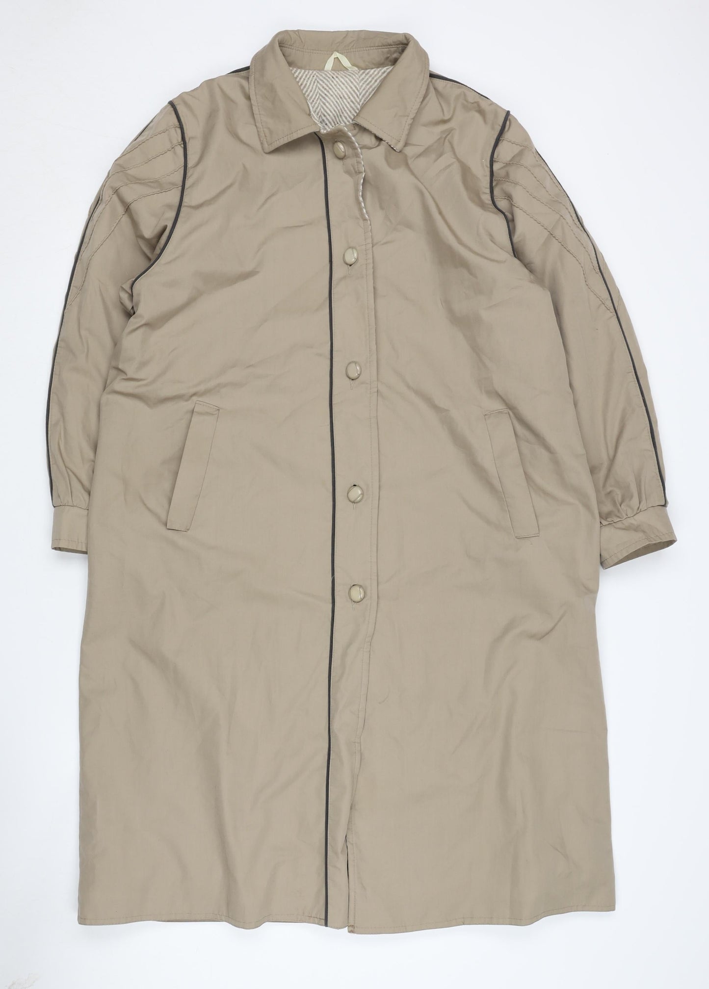 House of Fraser Women's Beige Long Overcoat Size 12