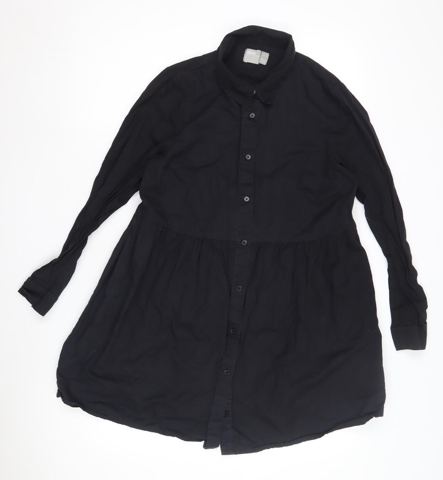ASOS Women’s Black Collared Button-Up Shirt Size 10