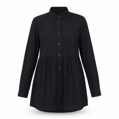 Front view of ASOS Women’s Black Collared Button-Up Shirt, size UK 10