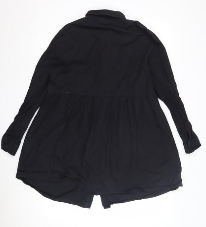 Back view of ASOS Women’s Black Collared Button-Up Shirt, size UK 10