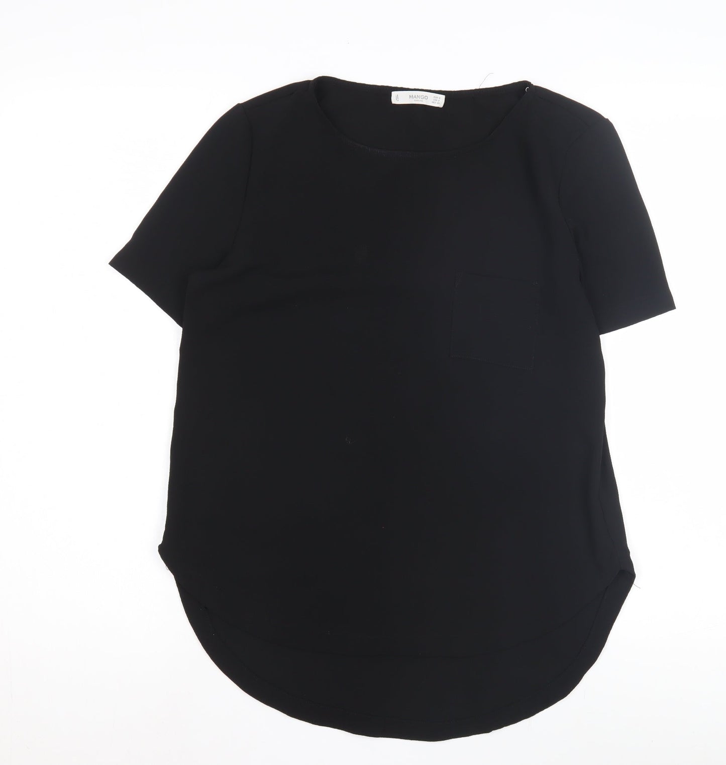 Mango Women's Black T-Shirt, Size 8, Casual Short Sleeve