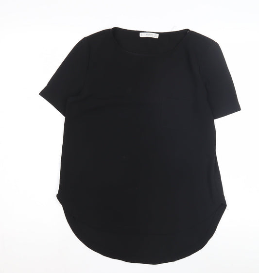 Mango Women's Black T-Shirt, Size 8, Casual Short Sleeve