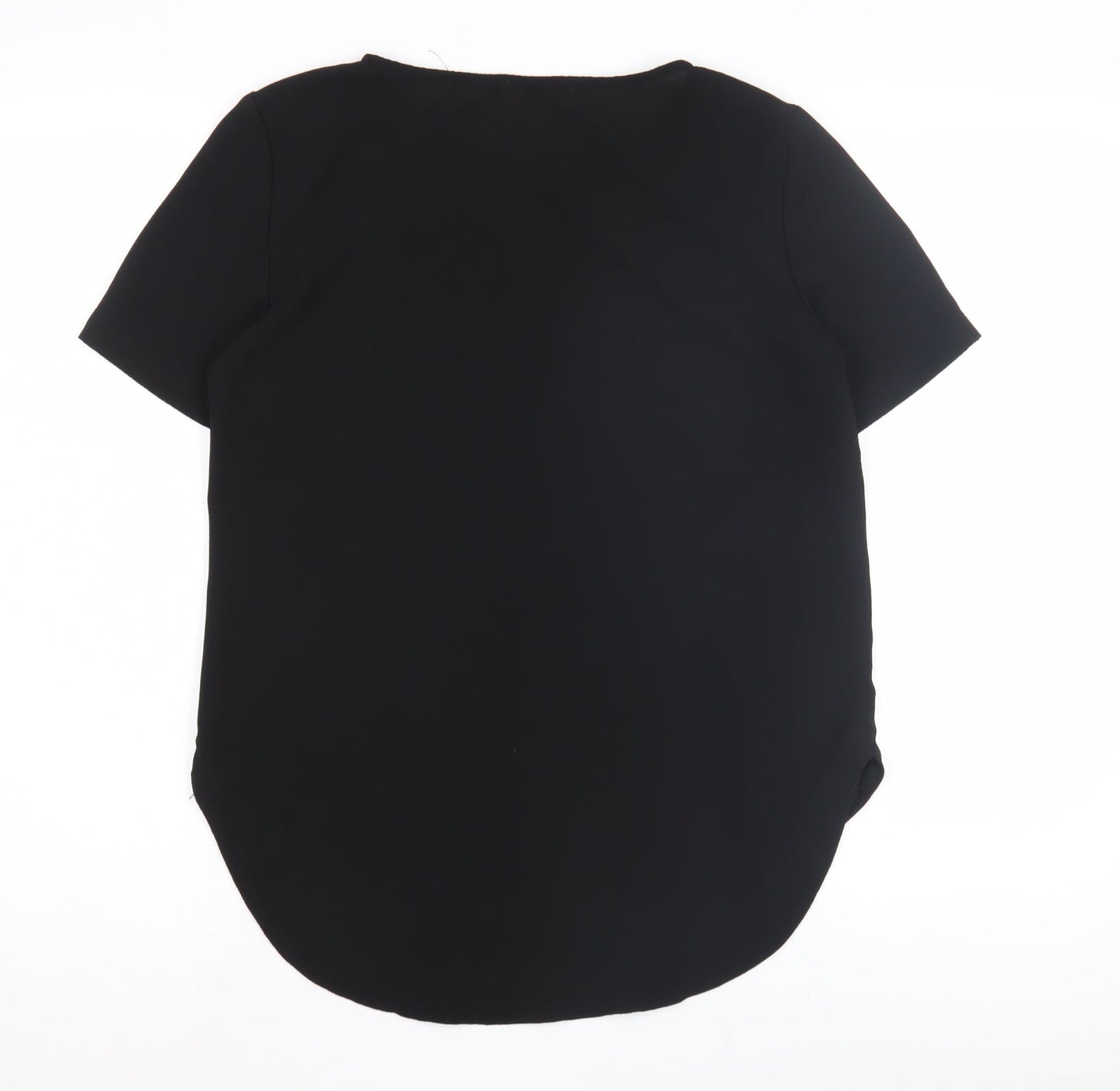 Mango Women's Black T-Shirt, Size 8, Casual Short Sleeve