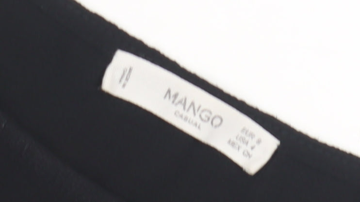 Mango Women's Black T-Shirt, Size 8, Casual Short Sleeve