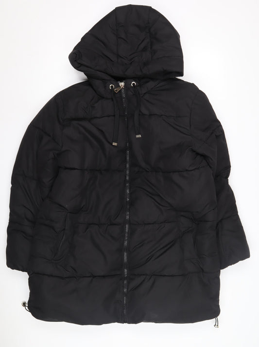 New Look Women's Black Puffer Jacket Size 10