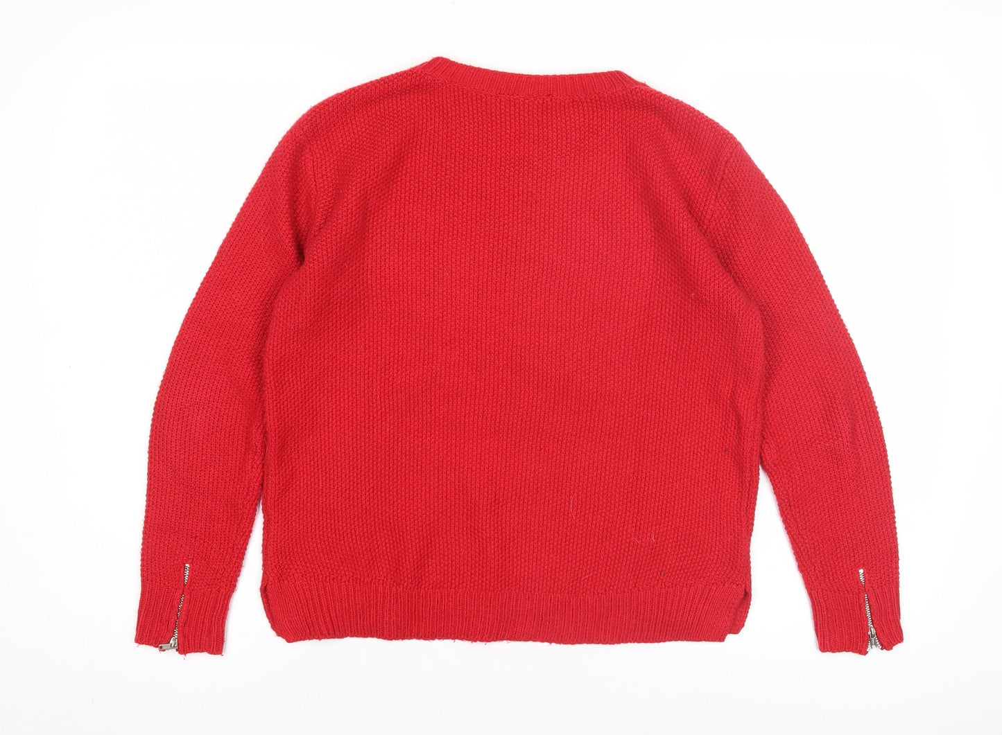 Warehouse Women's Red Crew Neck Pullover Jumper Size 8
