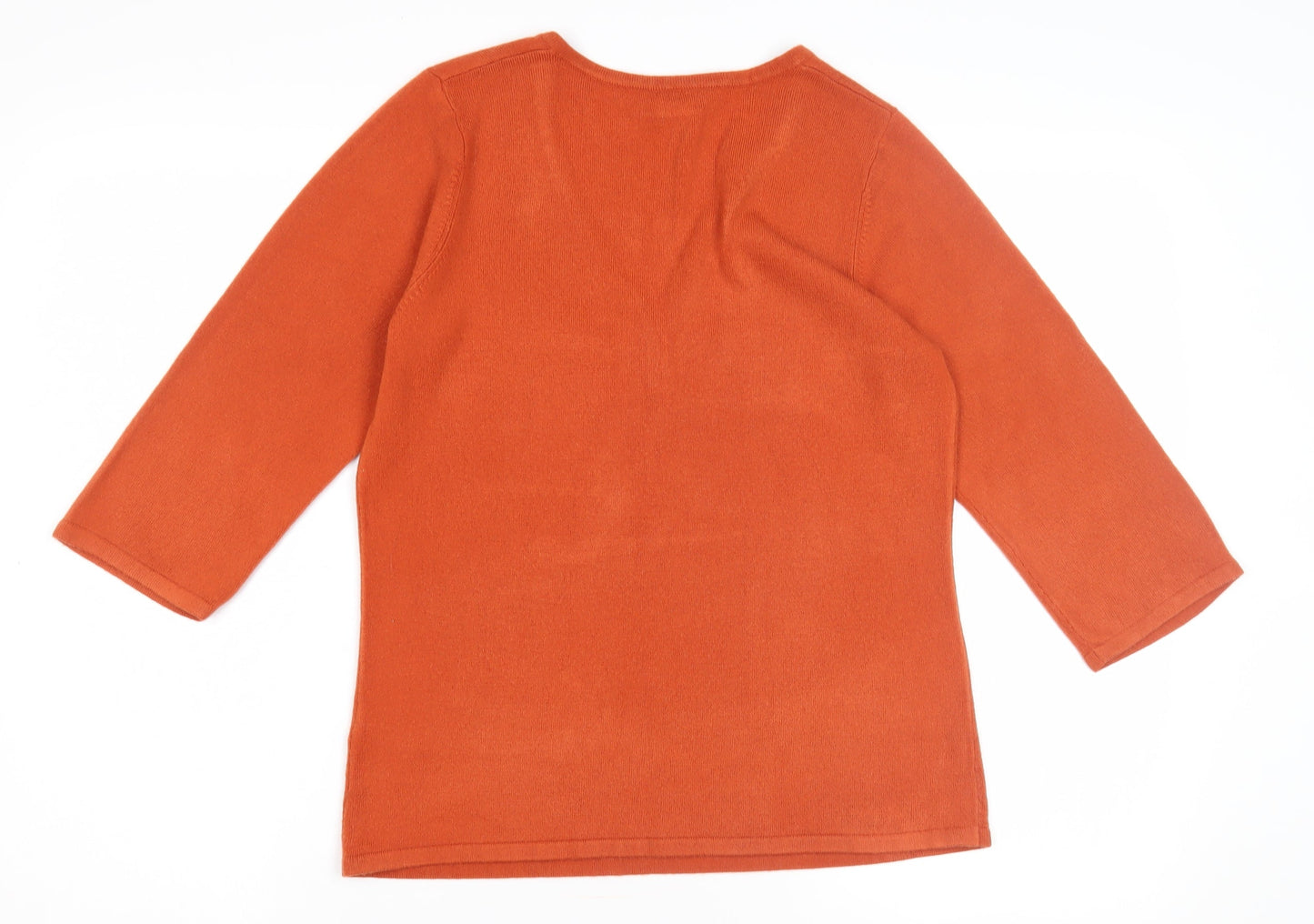 BHS Women's Orange V-Neck Pullover Jumper Size 14 Petite
