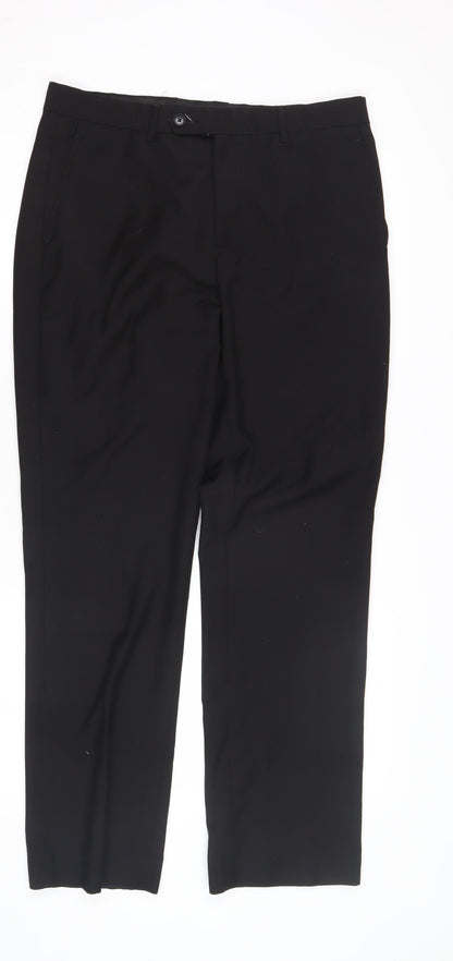 Butler & Webb Men's Black Straight Trousers, Size 32