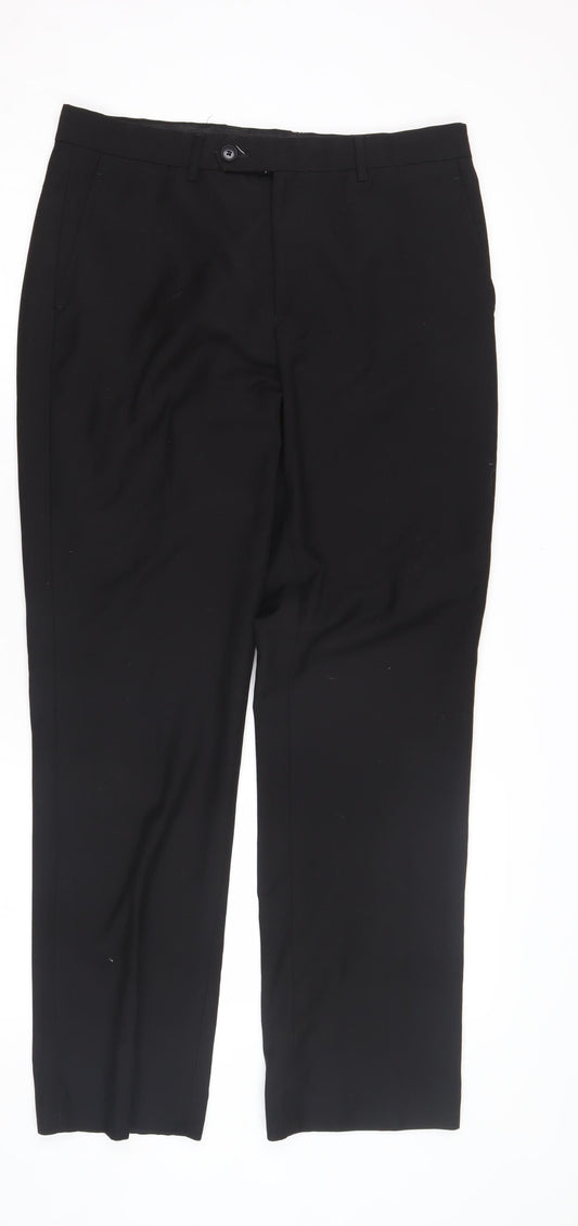Butler & Webb Men's Black Straight Trousers, Size 32