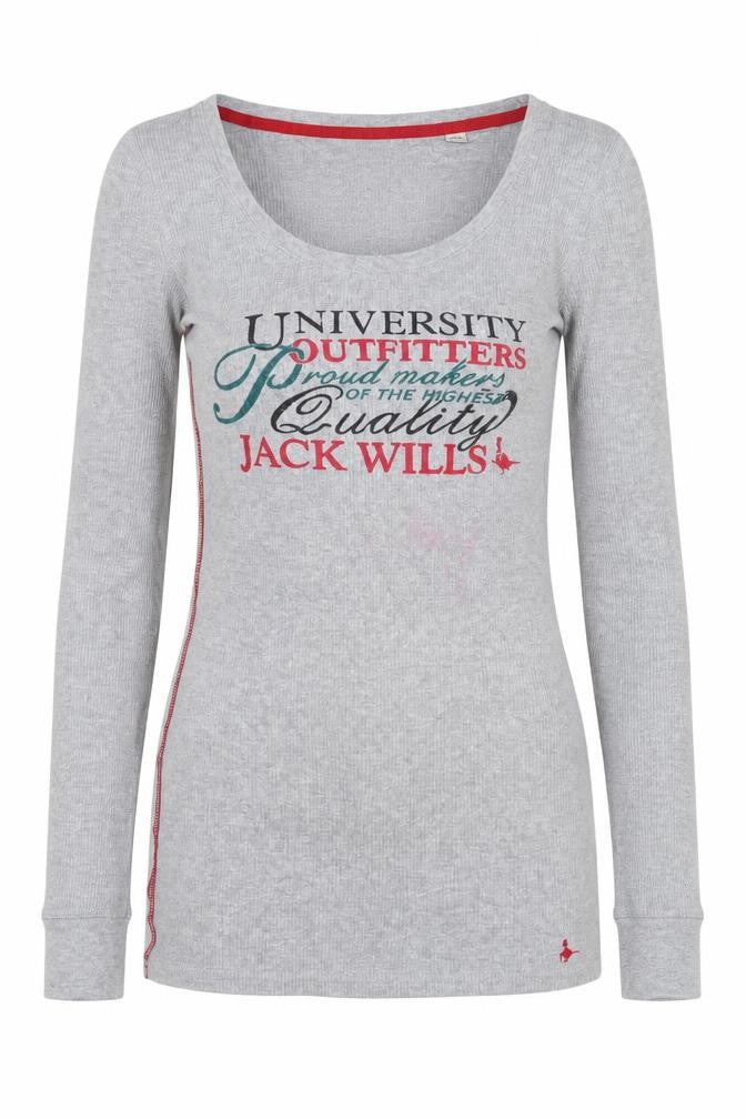 Jack Wills Women's Grey Long Sleeve Slim T-Shirt