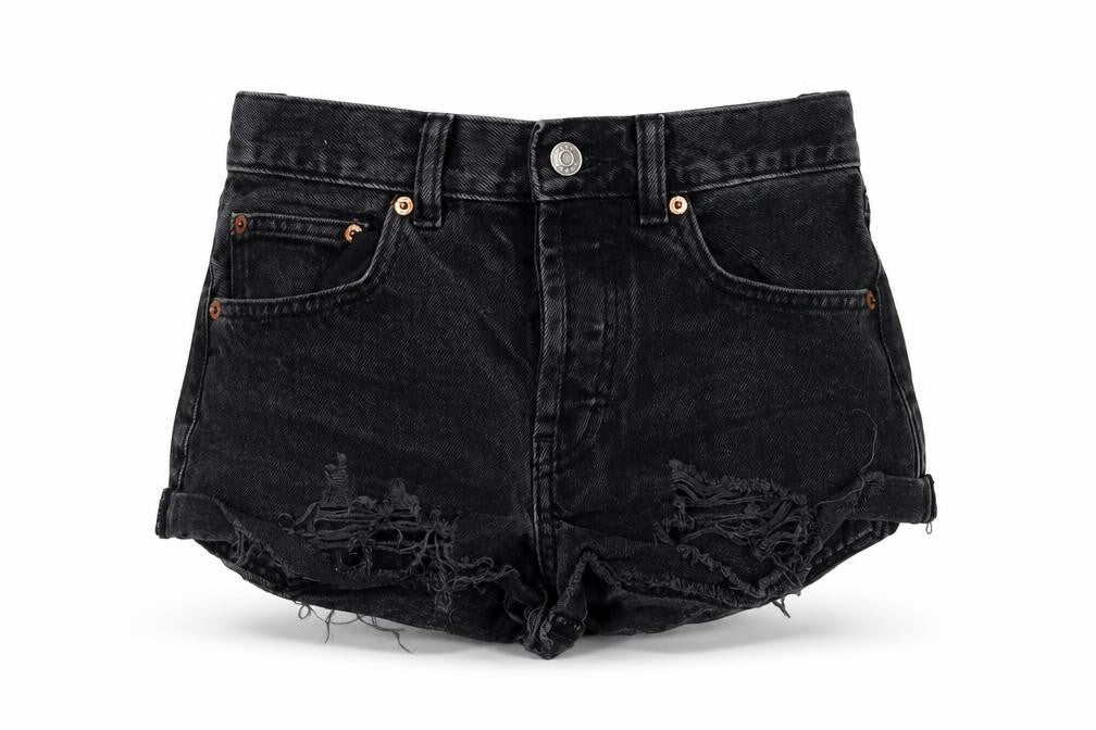 ASOS Design Women's Black Denim Hot Pants, Size 6