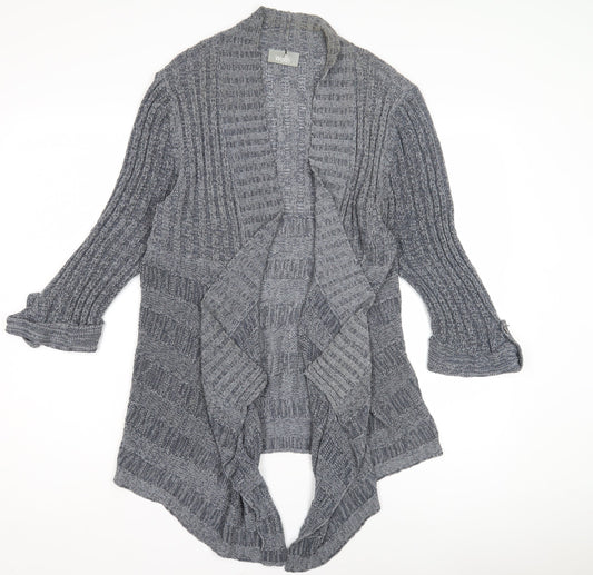 Wallis Women's Grey Open-Knit Open Front Cardigan Size L