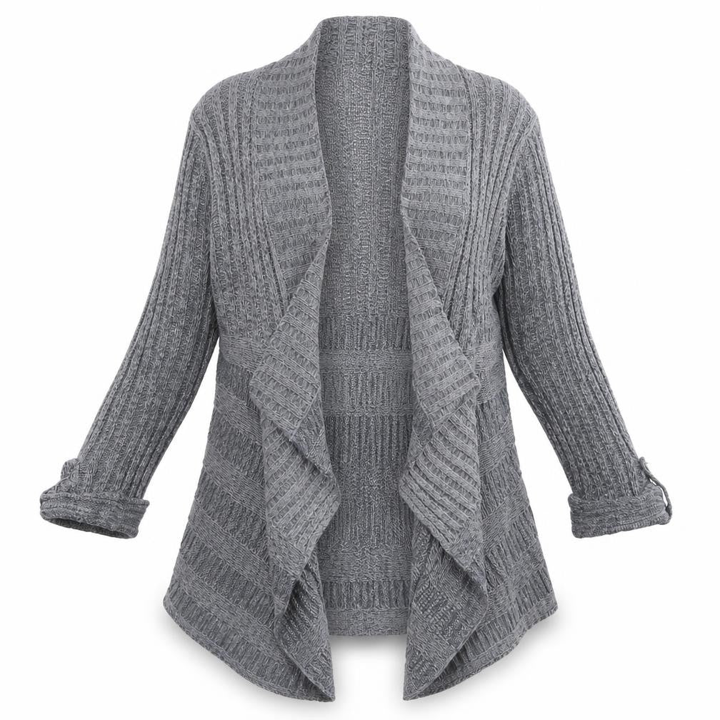 Wallis Women's Grey Open-Knit Open Front Cardigan Size L