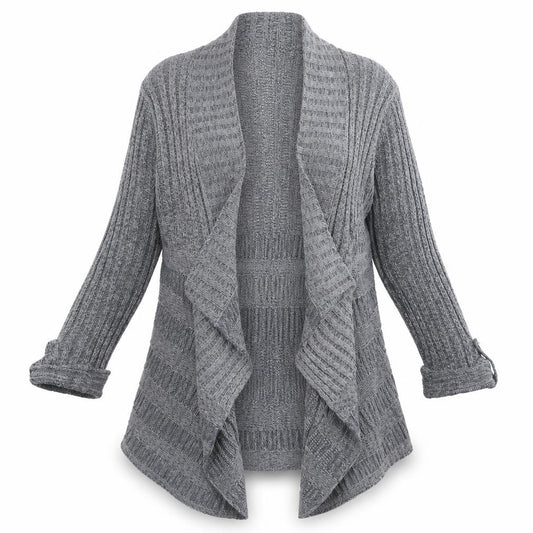 Wallis Women's Grey Open-Knit Open Front Cardigan Size L