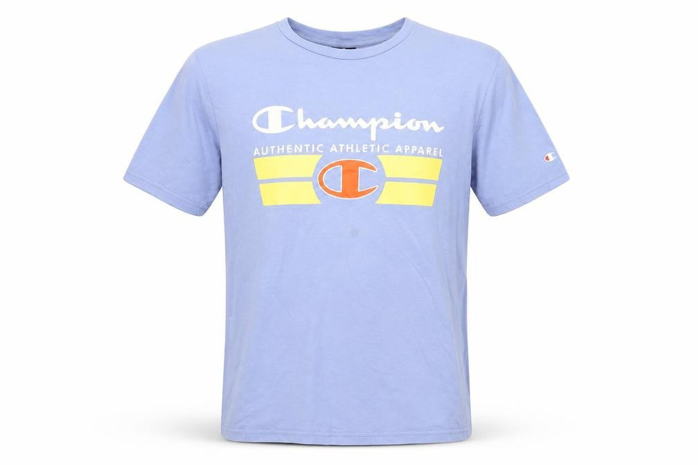 Champion Men's Blue M Graphic Print Logo T-Shirt