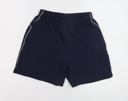 Additional front view of SW boys’ blue athletic shorts, xs, lightweight activewear