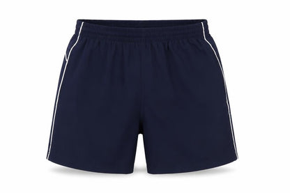 Front view of SW boys’ blue athletic shorts, xs, lightweight activewear