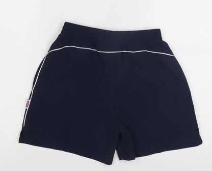 Back view of SW boys’ blue athletic shorts, xs, lightweight activewear