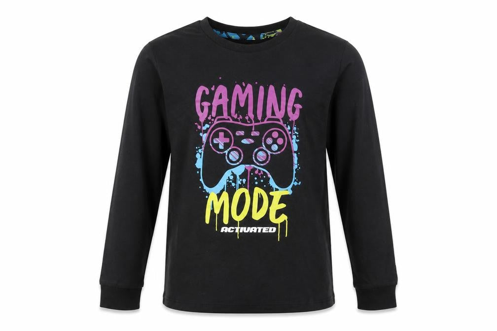Firetrap Boys Black Gaming T-Shirt 12-13 Years Long Sleeve