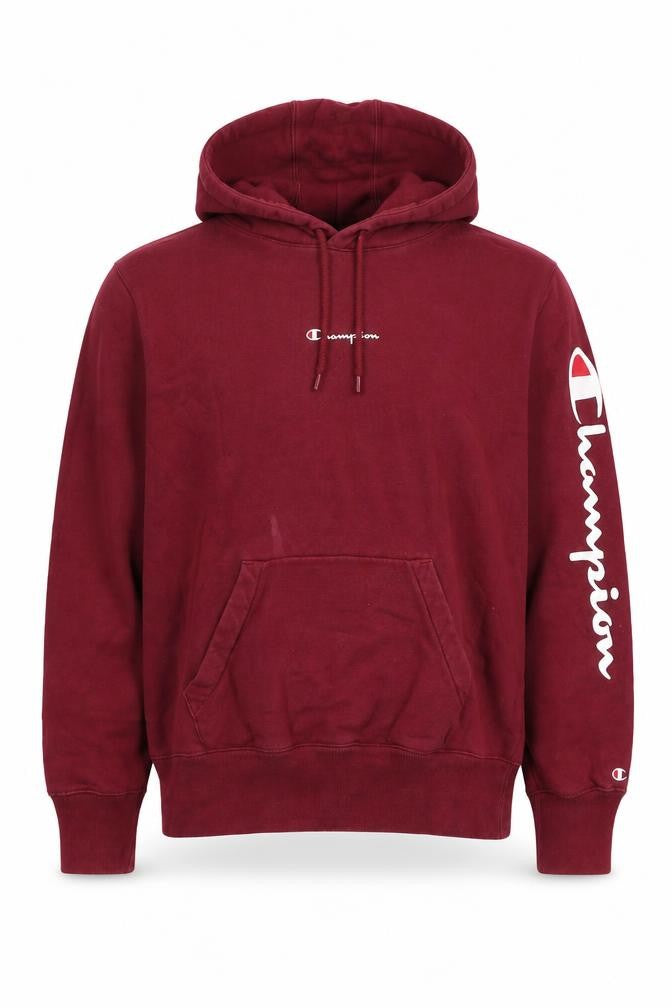 Champion Men's Red Pullover Hoodie, M, Logo Detail