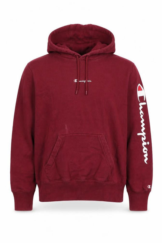 Champion Men's Red Pullover Hoodie, M, Logo Detail