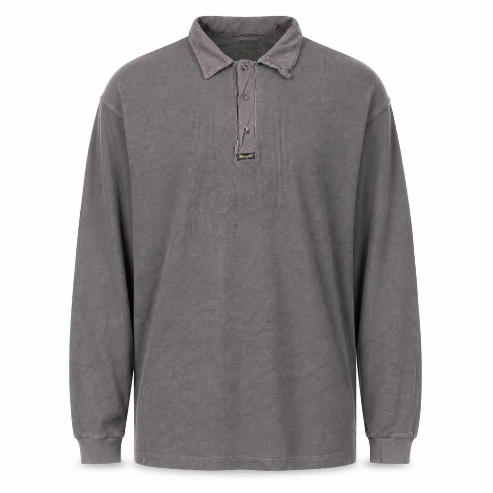Wrangler Men's Grey Polo Shirt Long Sleeve Size L